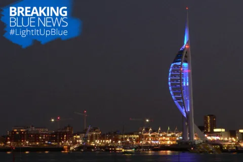 Emirates Spinnaker Tower as they Light It Up Blue on April 2