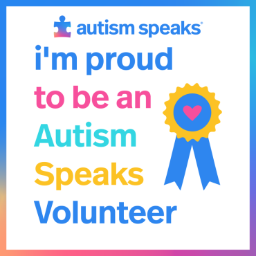 Autism Speaks volunteer banner to show pride