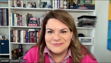 Screenshot of Resident Commissioner Jenniffer Gonzalez-Colon smiling during interview