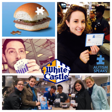 White Castle customers supporting an Autism Speaks fundraiser
