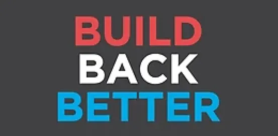 The words "BUILD BACK BETTER" in red, white and blue colors (credit: shutterstock)