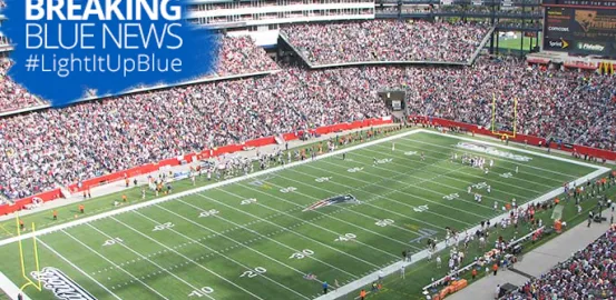 Home of New England Patriots going blue for World Autism Awareness Day