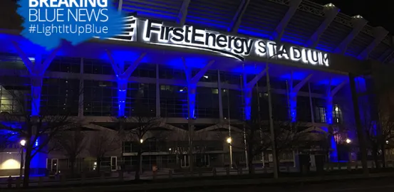 Home of the Cleveland Browns goes blue for World Autism Month
