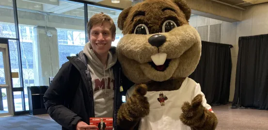 Peter and his school mascot