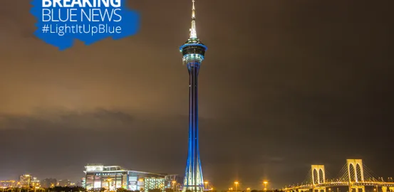 Macau Tower as they Light It Up Blue for April, World Autism Month