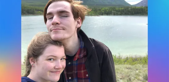 Molly and Brendan in front of a lake