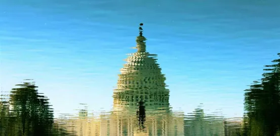Reflection of Gray Mosque on Water