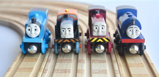toy trains on a track