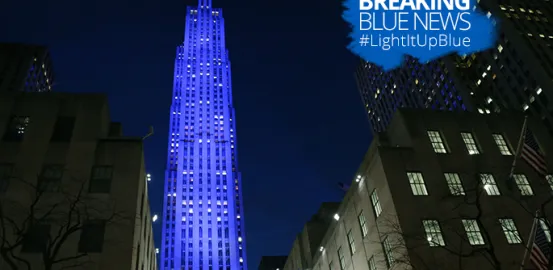 Rockefeller Center lit up blue for World Autism Awareness Day