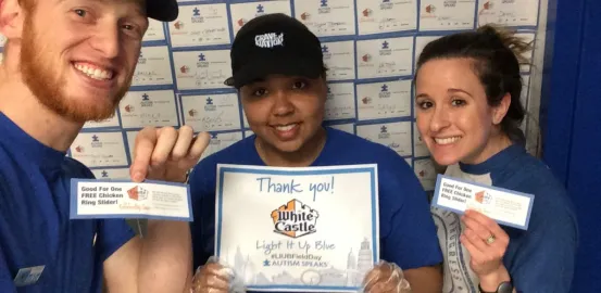 White Castle employees supporting an Autism Speaks fundraiser