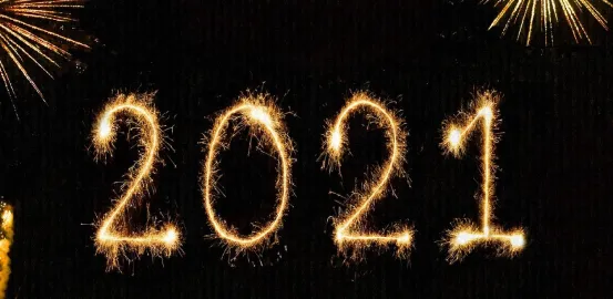 2021 in gold firework lettering