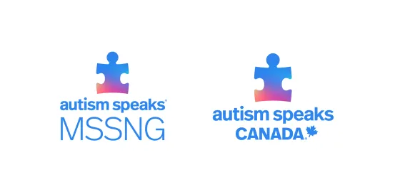Autism Speaks and Autism Speaks Canada logos, both with multi-colored puzzle piece.