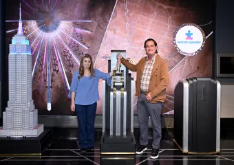 Abby Romeo and Keith Wargo at the light up the Empire State Building for World Autism Month