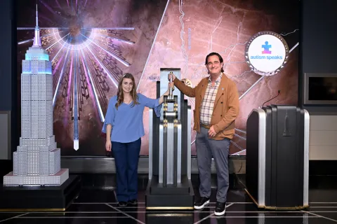 Abby Romeo and Keith Wargo at the light up the Empire State Building for World Autism Month