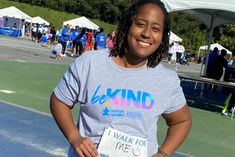 Ashley smiling at an Autism Speaks Walk