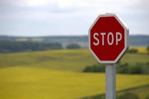 Stop sign in a rural area