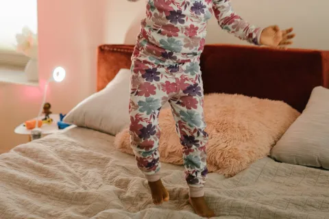 Toddler with autism jumping when excited