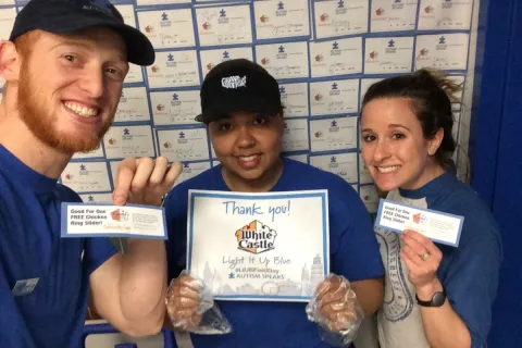 White Castle employees supporting an Autism Speaks fundraiser
