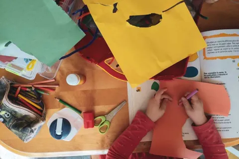 a child doing arts and crafts