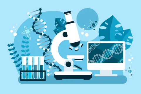 animated computer and microscope