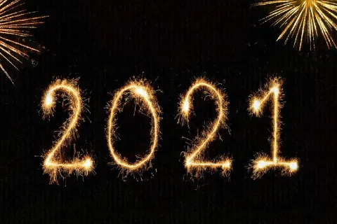 2021 in gold firework lettering