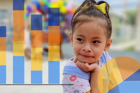 Image of child associated with research and science