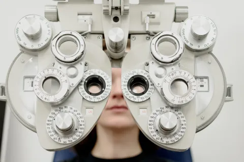 woman at a vision exam