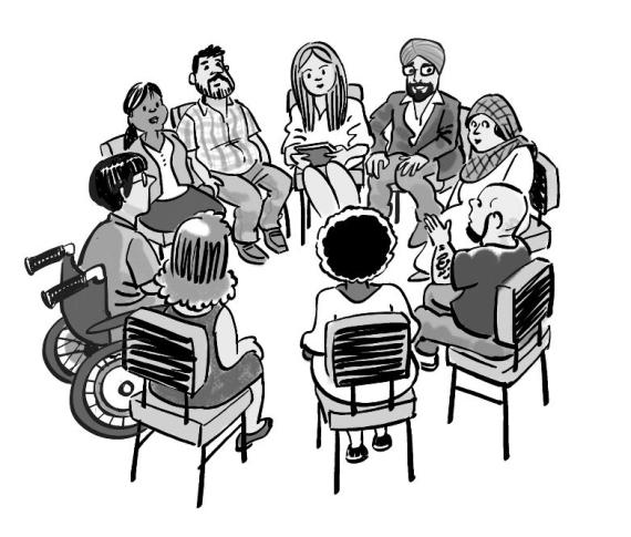 comic of a group of people sitting in a circle at a support group meeting