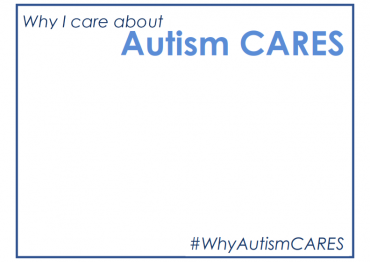 Sign reading "Why I care about Autism CARES" at the top and "#WhyAutismCARES" at the bottom