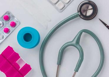 medical supplies on a white table