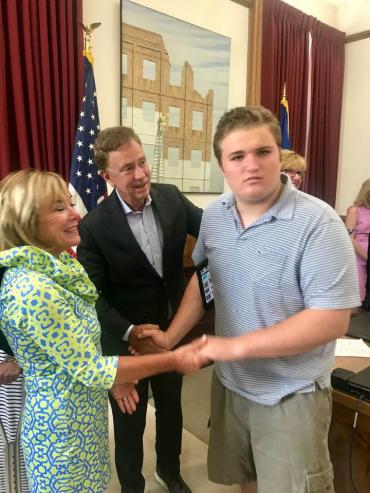 Gov. Lamont with self-advocate Ben Borre