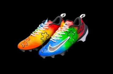 Jacob Saylors's cleats for Autism Speaks My Cause. My Cleats.