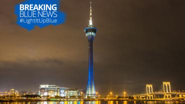 Macau Tower as they Light It Up Blue for April, World Autism Month