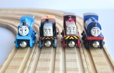 toy trains on a track