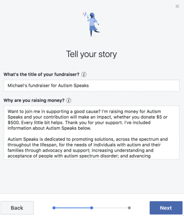 Facebook Fundraiser Step 2