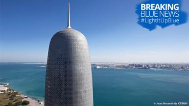 The Doha Tower as they Light It Up Blue on April 2