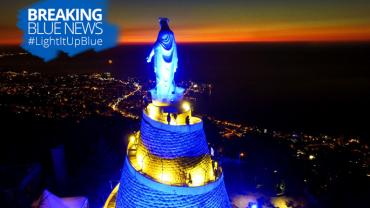 The Lady of Lebanon as they Light It Up Blue on April 2