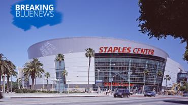The Staples Center as they Light It Up Blue on April 2