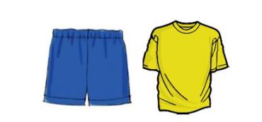 Visual support of shorts and shirt to demonstrate weather appropriate clothing for summer