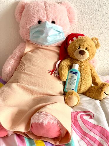 stuffed animals with masks, covid-19, autism and vaccines
