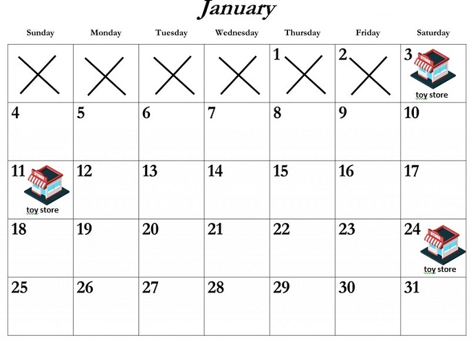 visual calendar for children with autism that has reward days